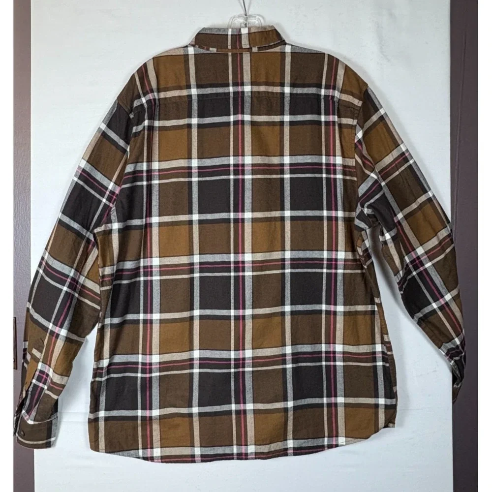 Banana Republic‎ Men's Brown's Plaid Slim Fit Untucked Flannel Shirt XL